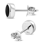 Black Onyx Sterling Silver Stud Earrings - e364